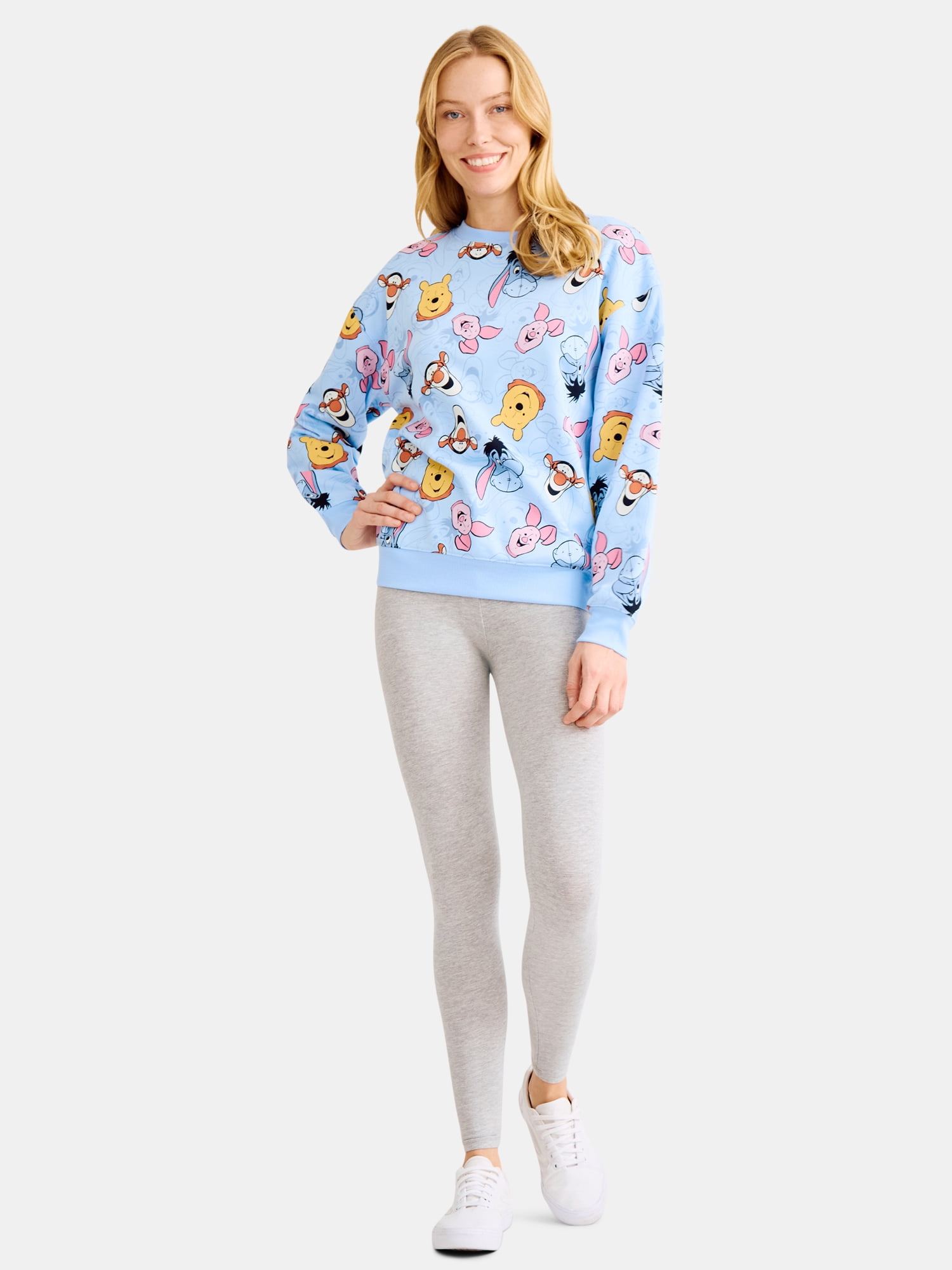 Winnie the Pooh & Friends Women's Allover Graphic Sweatshirt, Sizes XXS-XXL