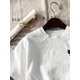 thumbnail image 2 of Women's 100% Cotton Casual Short Sleeve T-Shirt with Left Chest Black Cat Print - White Regular Fit Spring Summer Everyday Tee, 2 of 6
