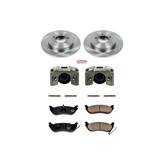 PowerStop Rear Stock Replacement Brake Pad and Rotor Kit with Calipers Fits: FORD MERCURY Select Models KCOE1929