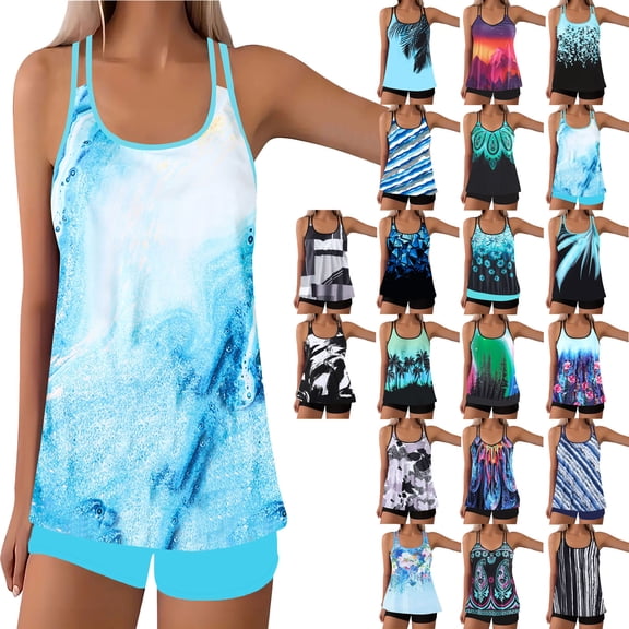 Dgankt Women's Swimsuit Set - Loose Fit Tankini Swimsuits for Women Tummy Control Two Piece Bathing Suits for Beach & Pool, S-5XL