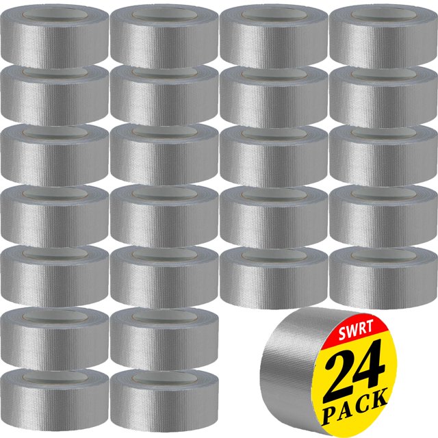 Cinta adhesiva SWRT, paquete de 24 unidades, 9 mil, plateada, muy resistente, 5 cm x 660 m