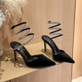 thumbnail image 3 of 2024 Roman Sexy Pointy Thin Heel Back Empty Single Shoe Rhinestone Snake Wrapped High Heels Wedding Shoes FGS, 3 of 7