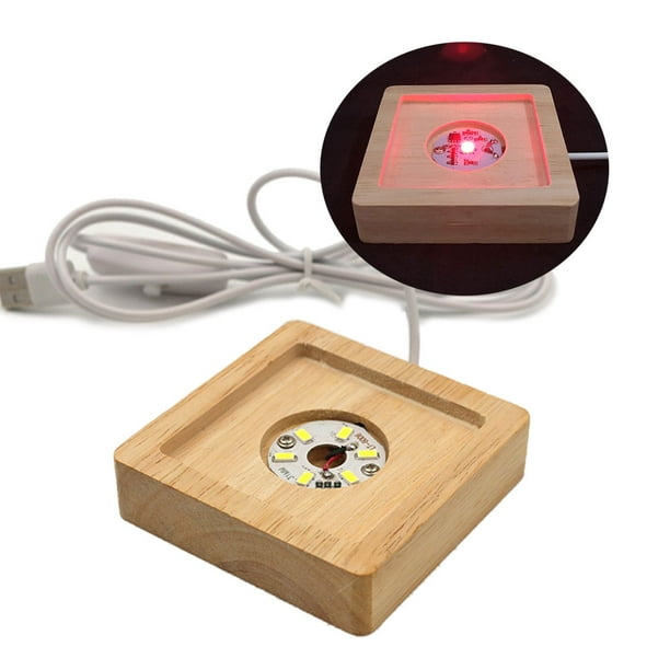 Square LED Lights Display Base Wooden Lighted Base Stand Night Lighted Base