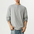 thumbnail image 2 of LNWUY Men's Fashion Casual Solid Color Button Shirt Fashion Soft Breathable Comfortable Long Sleeve Round Collar Blouse Gray L, 2 of 7