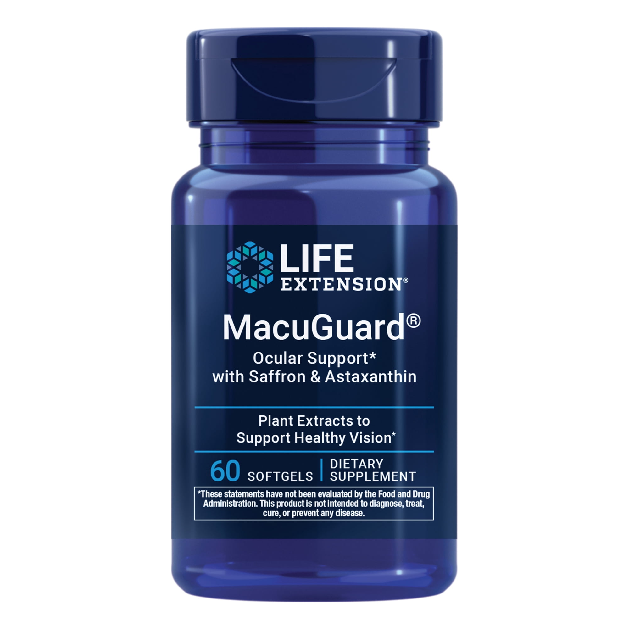 Life Extension, MacuGuard® Ocular Support with Saffron & Astaxanthin, eye health supplement, sharp vision support, carotenoid blend 208 mg, 60 softgels