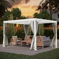 thumbnail image 3 of GAZEBETER 10' x 10' Louvered Pergola, Outdoor Aluminium Pergola with Adjustable Roof, Curtains and Netting, Hardtop Gazebo for Patio, Deck, Garden, Yard, Beach, White, 3 of 6