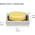 thumbnail image 2 of Jabonera de Cerámica Soporte de Acero Inoxidable Doble Drenaje Rectangular CHAO, 2 of 5