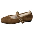 thumbnail image 4 of Rokment Women's Ballet Flat Dress Shoes Fall Stylish Casual Comfortable Ankle Strap Low Heels Walking Loafers for Casual Dressy Brown Size 7.5, 4 of 6