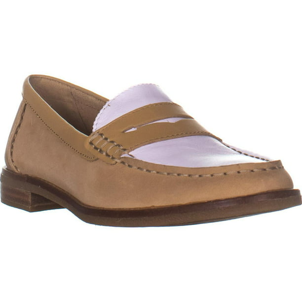 Womens Sperry Top-Sider Seaport Penny Loafers, Tan/White, 5.5 US / 35.5 ...
