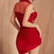 thumbnail image 5 of Gibobby Pijamas Mujer Verano Sexy Pijamas Mini camisón corto con cuello Halter de encaje transparente de Color sólido para mujer(Vino,Talla única), 5 of 5