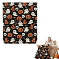 thumbnail image 2 of GQDIN Soft Cozy Halloween Blanket, Spooky Pumpkin Bat Spider Webs Print White Throws for Couch Bed Home Decoration Gifts, Fuzzy Fleece Halloween Throw Blanket for Kids Adults, 2 of 9
