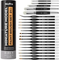Nicpro Miniature Paint Brushes Drybrush - 21PCS Model Paint Brush Set for Acrylic, Watercolor Detail Paint Brush Dry Brush for Miniature Model, Paint by Number- with Container