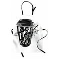 thumbnail image 1 of But First Coffee Apron, Modern Design Lettering on Cup and Grunge Splashes Graphic Print, Unisex Kitchen Bib with Adjustable Neck for Cooking Gardening, Adult Size, Black and White, by Ambesonne, 1 of 4