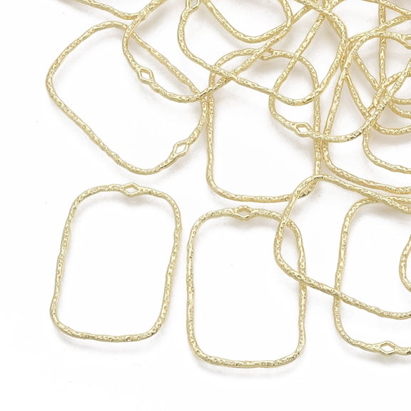 100pcs Alloy Open Back Bezel Pendants For UV Resin Epoxy Resin Pressed Flower Jewelry Rectangle Light golden 33x23.5x1.5mm Hole: 1.2mm