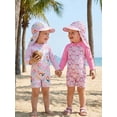 thumbnail image 5 of BemeyourBBs Toddler Baby Girl One Piece Swimsuit Kids Newborn Infant Bathing Suit Mermaid Duck Swimsuits Long Sleeve Rash Guard Half Zipper Swimwear Sunhat Set UPF 50+, 5 of 9