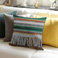 thumbnail image 3 of BANET Throw Pillow Cushion Cover, Colorful Pattern with Horizontal Stripes and Lines Cultures Picture, Decorative Square Accent Pillow Case 24x24in, 3 of 5
