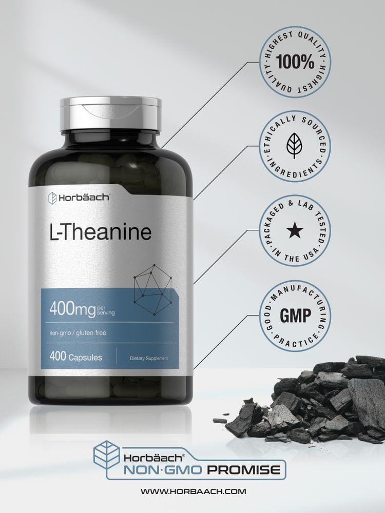 L Theanine 400mg | 400 Capsules | Max Size | by Horbaach