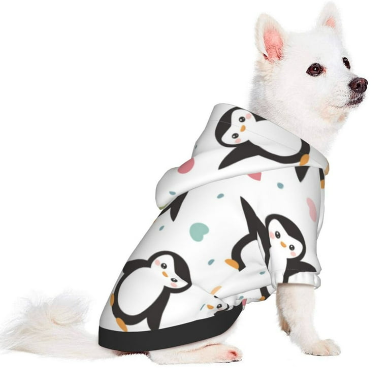 Goofa Colorful Hearts Penguin Pattern Small Dog Sweater Hoodies