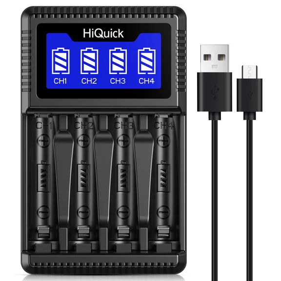 4-Slot Smart Charger Usb Cable For 1.2V Nimh Nicd Rechargeable Aa/Aaa Batteries