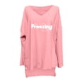 thumbnail image 4 of WREESH Womens Fashion T-Shirts Casual V Neck Print Pullover Loose Fit Long Sleeve Tops Casual Tops Blouse T-Shirt Pink, 4 of 4