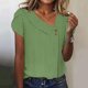 thumbnail image 4 of Camisetas Casuales de las Mujeres, Suelto Verano Color Sólido, Cuello en V Manga Corta para las Mujeres, 4 of 5