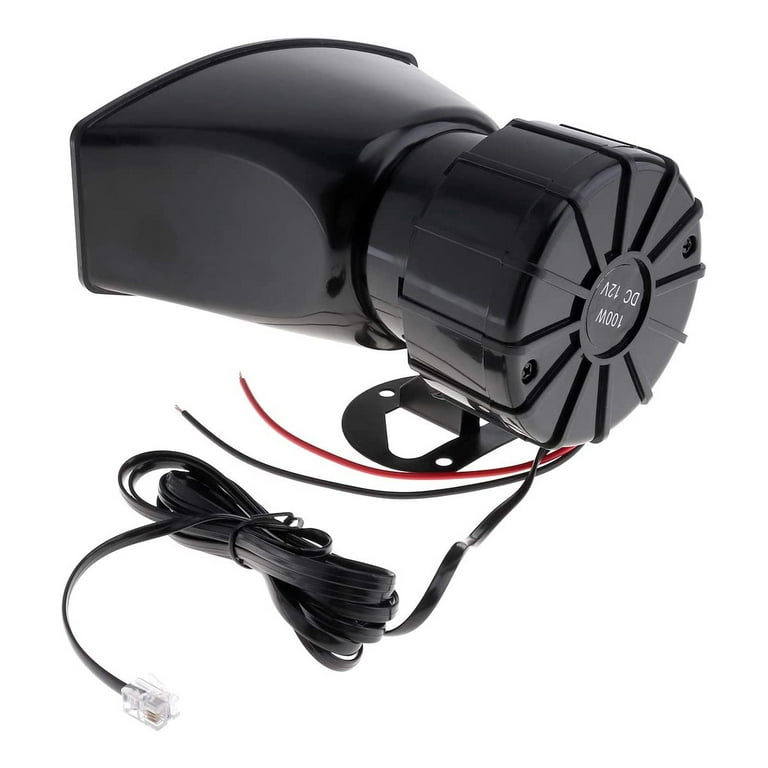 Fixdono Alarm Siren Horn with Mic Pa Speaker System, Powerful 100W Siren Horn Speaker, 12V Loud Police Car Siren Horn Speaker, 120-150dB, 7 Tone, for