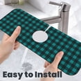 thumbnail image 6 of Fuzoiu Teal On Black Plaid Print Kitchen Faucet Suction Pad, Sink Splash Guard Faucet Mat, Faucet Handle Drip Catcher Tray Drying Mat For Bathroom Kitchen Bathroom Countertop, 6 of 7