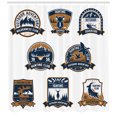 thumbnail image 3 of Ambesonne Hunting Shower Curtain, Shield Set, 69"Wx84"L, Dark Blue White Brown, 3 of 3