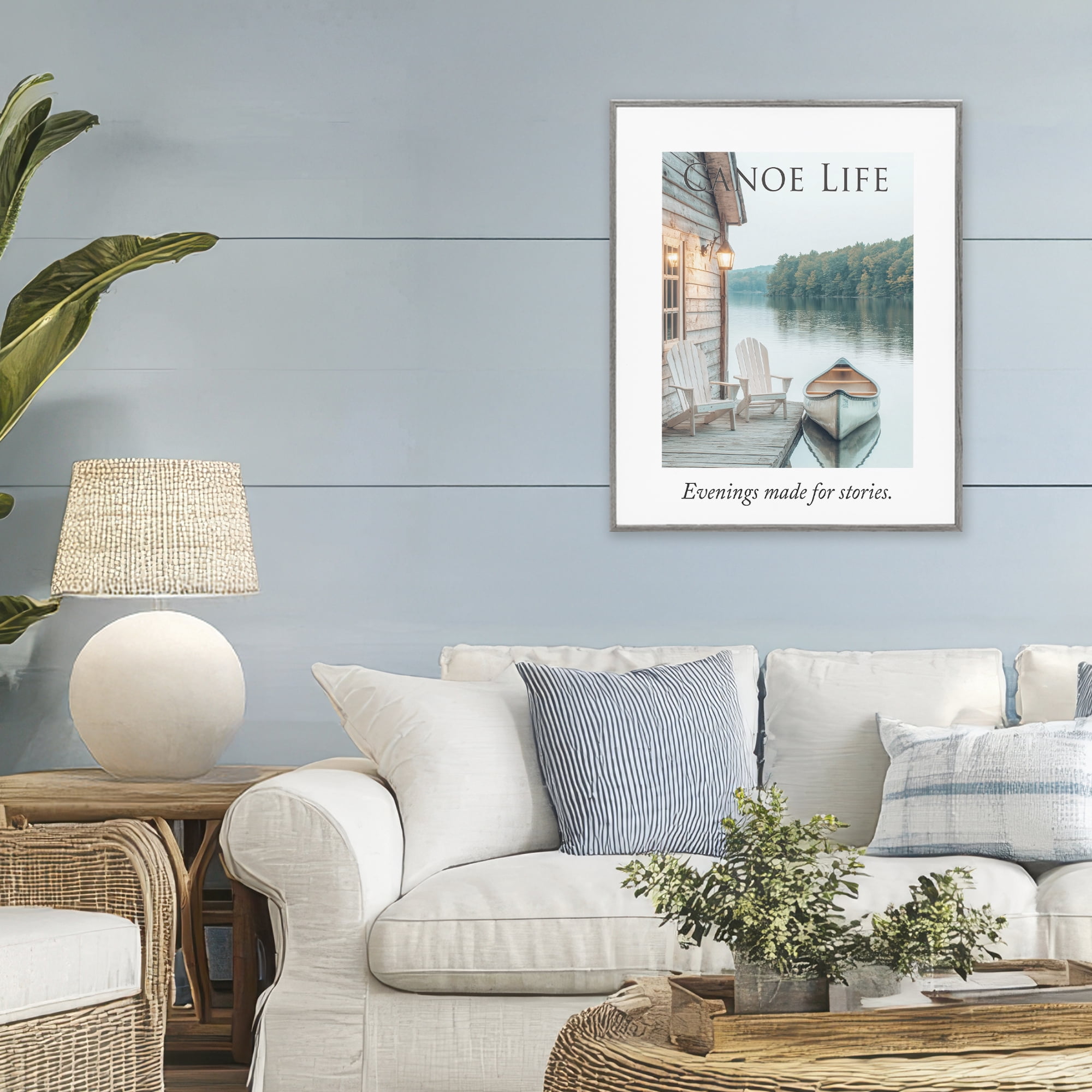 Stupell Industries Canoe Life Quote Gray Framed Giclee Art, design by A Barefoot Stylist