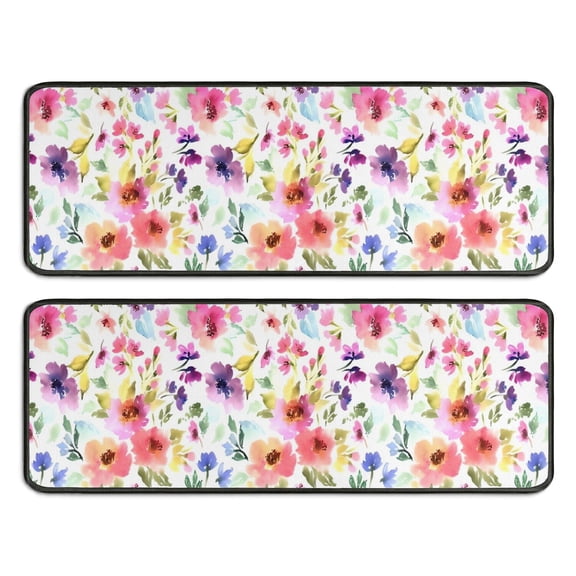 Kitchen Rugs Sets Of 2,Pioneer Flower Floral Print Pattern Anti Fatigue Kitchen Mat Rugs Non Slip Washable,Decorative Kitchen Floor Mats for Kitchen,Sink,Laundry,17"x47" 17"x47"
