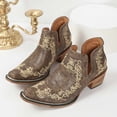 thumbnail image 3 of Cowboy Boots for Women Cowgirl Western Ankle Booties Snip Toe Low Chunky Stacked Heel Embroidered Slip On Boot, 3 of 6