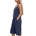 thumbnail image 5 of Zynoxe Two Piece Sets for Women With Pockets Fashion Zipper Round Neck Sleeveless Tank Top Wide Leg Culottes Set Versatile Solid Color Vacation Outfits Comfy Breathable Cotton Linen Summer Sets S, 5 of 9