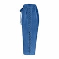 thumbnail image 6 of WQNVRNR Womens Line Cotton Shorts- Casual Elastic Waist Summer Lace Bermuda Shorts with Pockets Blue Size L, 6 of 9