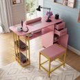 thumbnail image 7 of Advwin Manicure Table Nail Desk with Stool & Dust Collector, Beauty Salon Station with Wrist Cushion, Drawers, Shelves, Storage Cabinet, Chair, Pink, 7 of 7