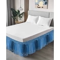 thumbnail image 4 of Modern Blue Wrap Around Bed Skirts for King Bed 16" Drop, Bed Skirt with Adjustable Elastic Belt Dust Ruffle Bed Valance for Bedroom Hotel Luxury Abstract Diamond Luxury Gradient Bed Frame Cover, 4 of 7