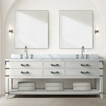 White Oak Double Bath Vanity 84 In. X 22 In., Marble Top, Faucet, 36 Mirrors 84" W 22" D, Oak, Topped, Faucet ,