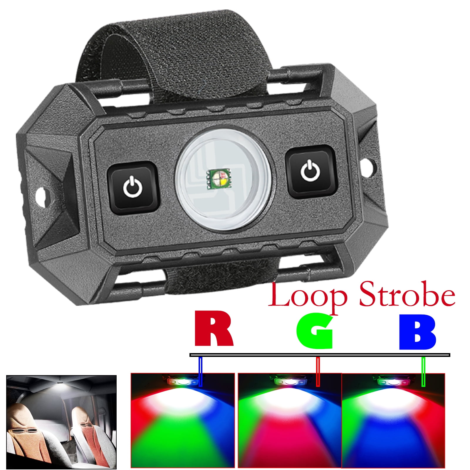 RGB Strobe & White LED Dome Light OFFROADTOWN Dual Switch Roll Bar