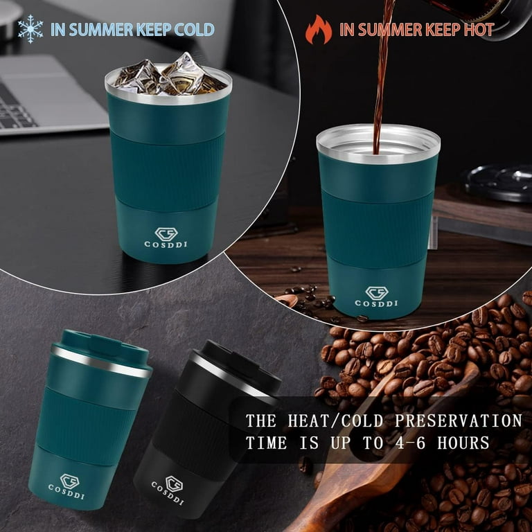 17 oz Travel Coffee Mug, Vacuum Insulated Coffee Travel Mug Spill Proof  with Lid, Reusable Coffee Tumbler for Keep Hot/Ice Coffee,Tea and Beer, Car