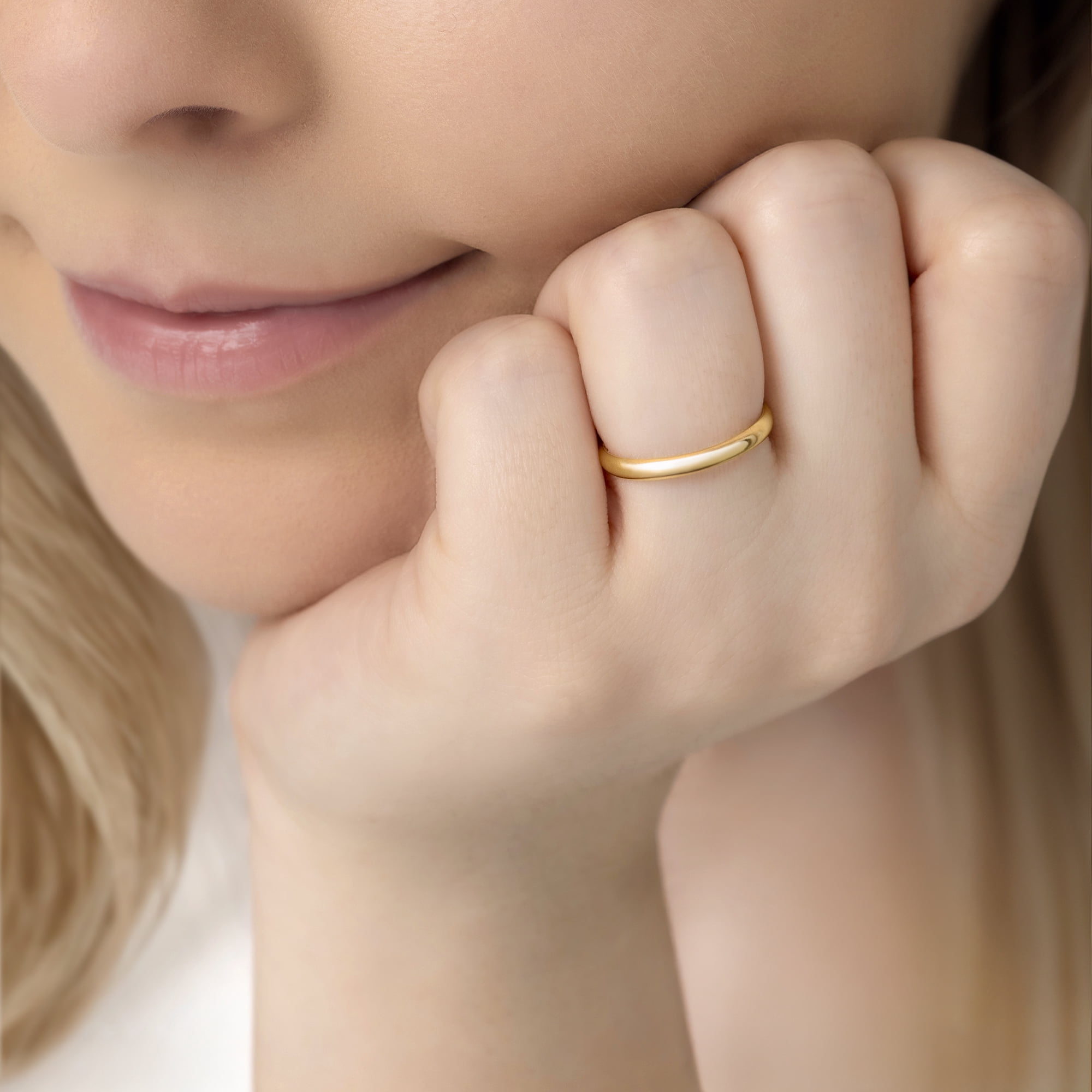 Amberta Solid Italian 14K Gold Wedding Bands for Women Men | Real 14K Gold Wedding Rings His and Hers | Polished Premium Yellow White Rings for Him and Her: 2 mm Yellow Gold Ring Size 5.75