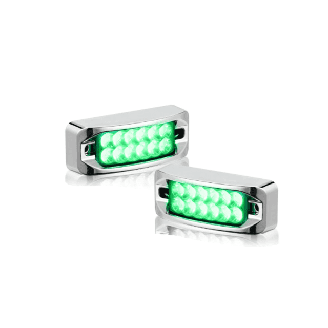 6 Plafones 12 Led Lateral Rectangular Fija Estrobo 12-24v Malubero Verde