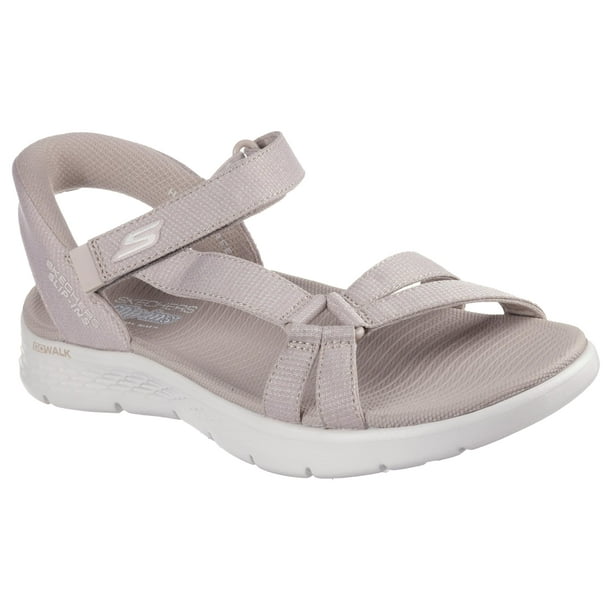 Sandalias Skechers Fisherman con correa cuadrada para mujer, color topo