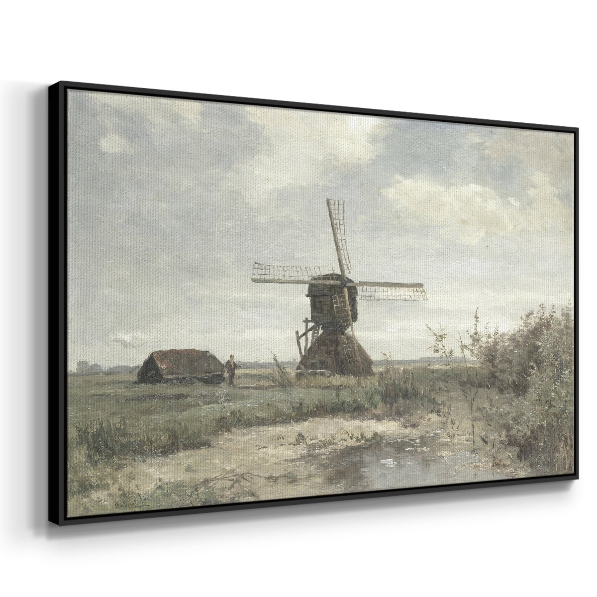 Vintage Landscape-CDI By Wexford Home Framed in Black Wood Gallery Wrapped Canvas 27 in. x 41 in.