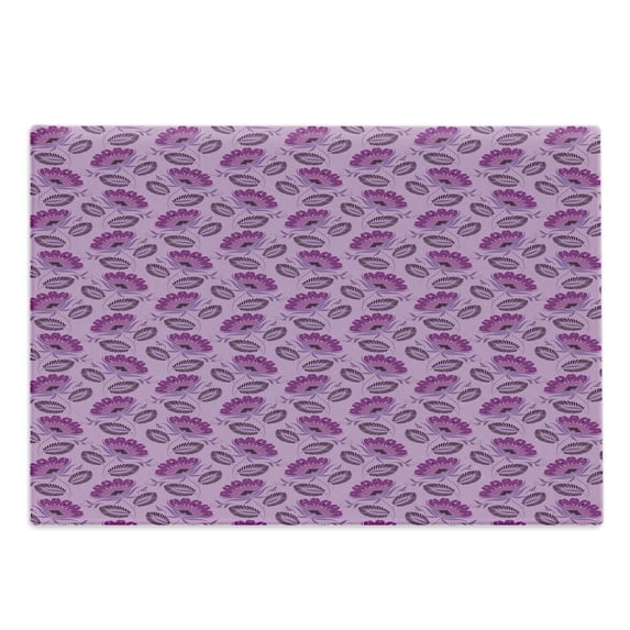 Purple Cutting Board, Floral Composition Damask Inspired Illustration of Nature Victorian, Decorative Tempered Glass Cutting and Serving Board, Large Size, Purple Lilac Dark Purple, by Ambesonne