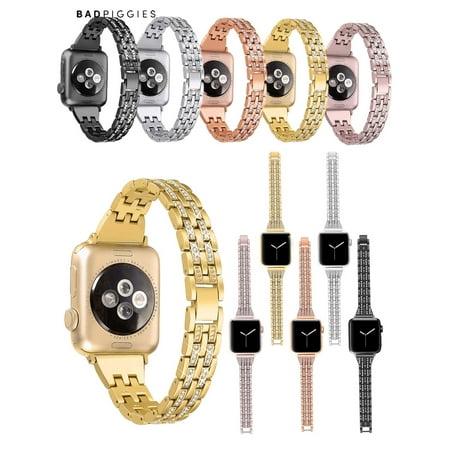 BadPiggies Bling Bands Compatible with Apple Watch Band 38mm 40mm iWatch Series 5 4 3 2 1 Diamond Rhinestone Metal Jewelry Bracelet Wristband Strap