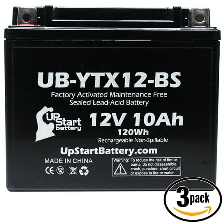 3-Pack Replacement 1985 Honda FL350R Odyssey 350 CC Factory Activated, Maintenance Free, ATV Battery - 12V, 10Ah,