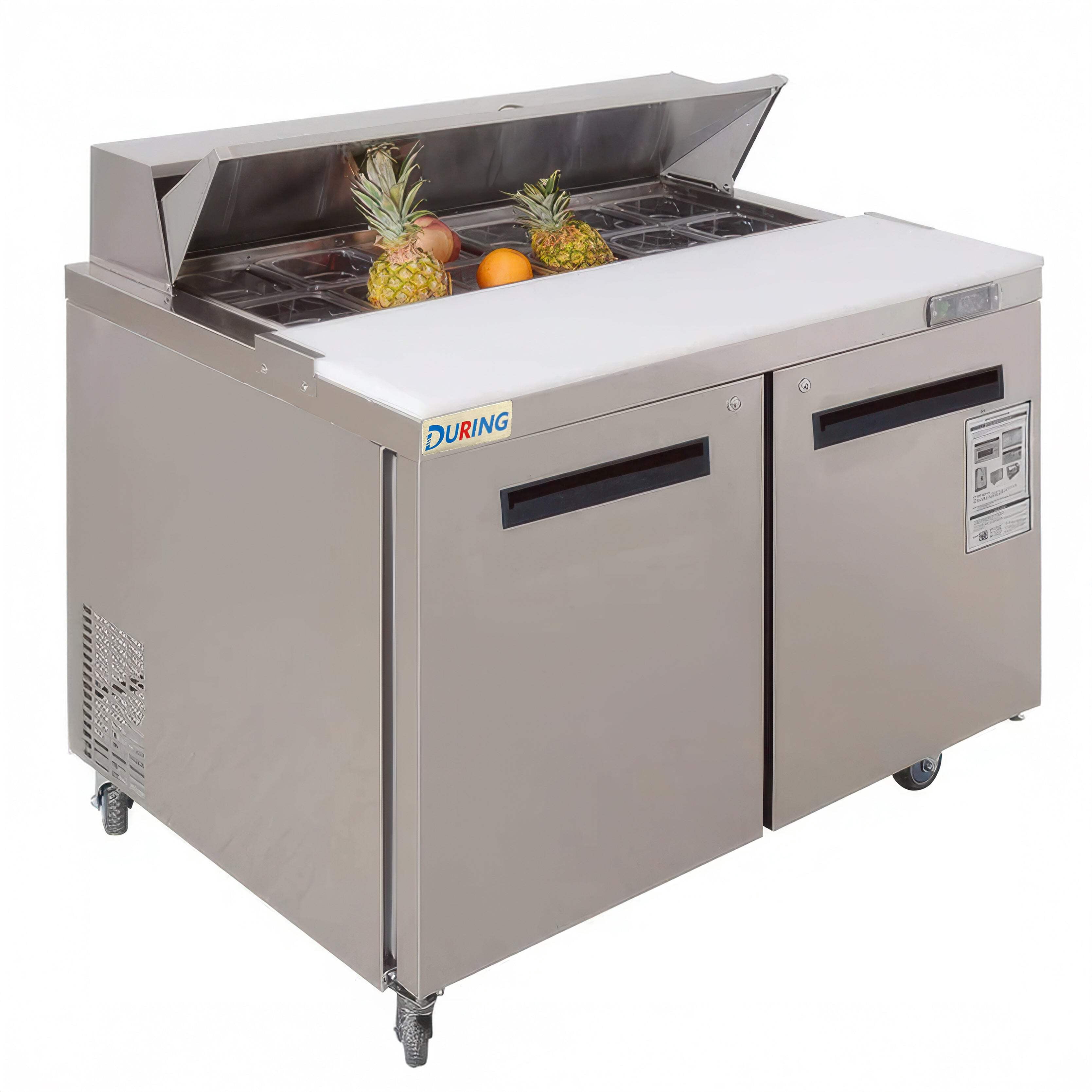 DURING D-KSR-48B 48" 2-Door Sandwich  Salad Prep Table Commercial Refrigerator in Stainless Steel