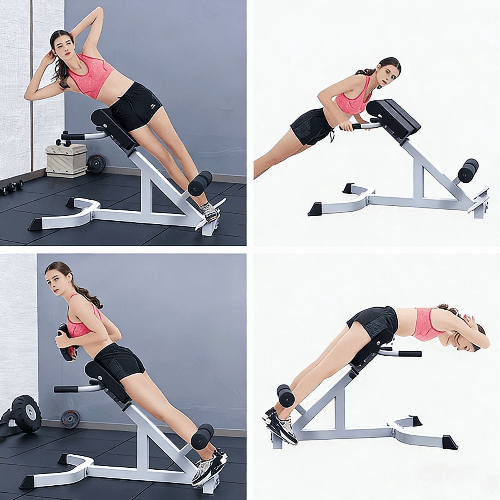 FITINJOY Roman Chair Back Extension Machine for Home Gym, Adjustable Hyperextension Bench for Glutes, Core & Lower Back Workouts, Multi-Function Heavy-Duty Fitness Equipment
