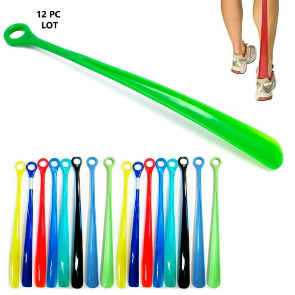 Lot of 12 PC Plastic Shoehorn Long Jumbo Horn Handle Flexible 18.5" Extra Large