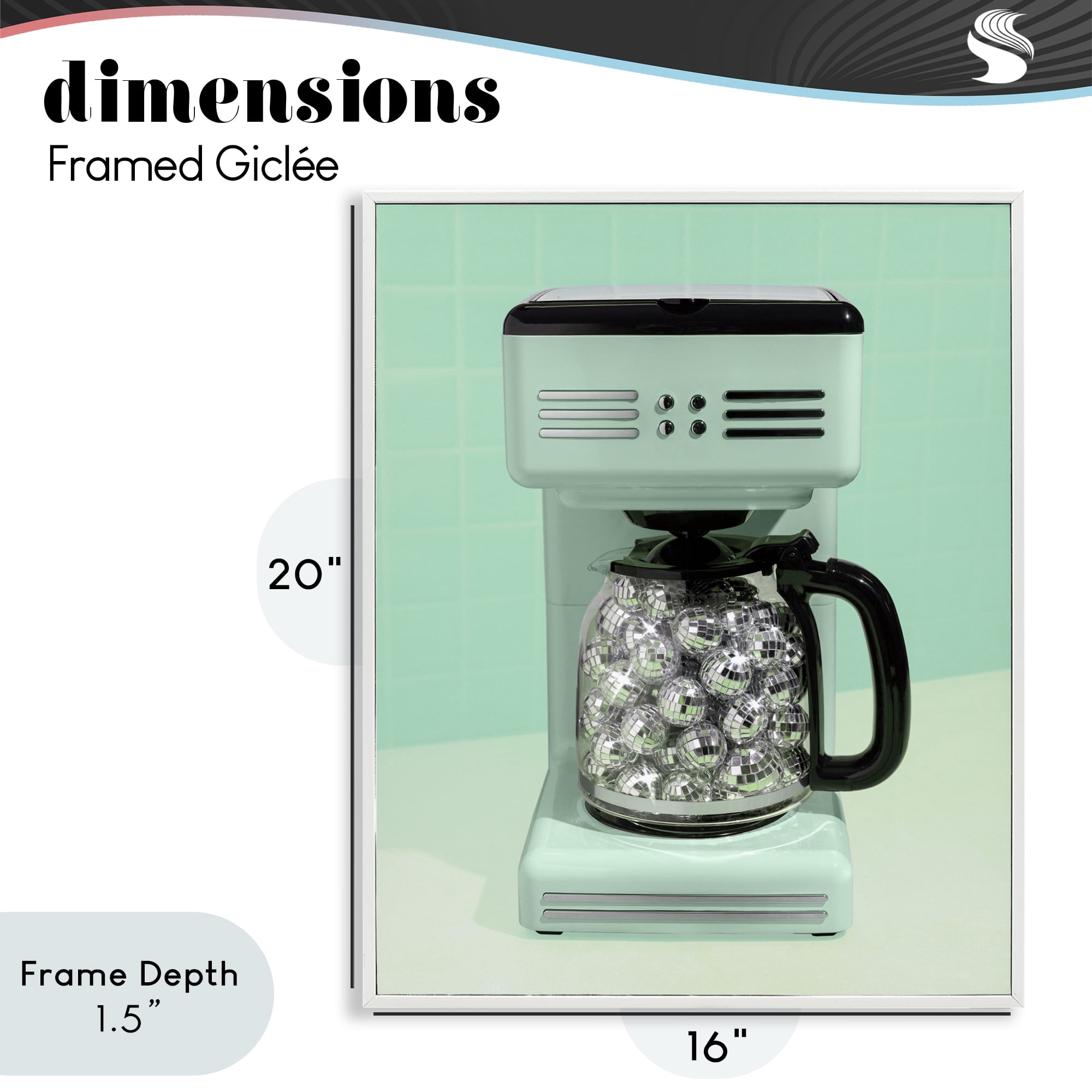 Stupell Industries Disco Coffee Maker over Green White Framed Giclee Art, design by LISH Creative