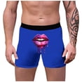 thumbnail image 3 of Yuncity Mens Valentines Day Boxer Briefs Underwear 3D Lip Print Breathable Personality Fashion Skin-Friendly Underpants Blue M, 3 of 4